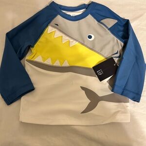 NWT Baby Gap 3D Shark Rash Guard Swim Shirt 12-18 M